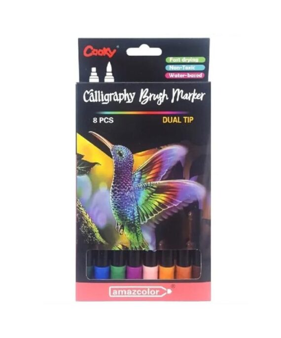 Dual-Tip Calligraphy Brush Markers No. 2025027 (Set of 8)