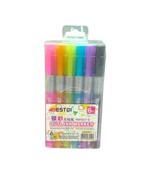 Dual Ink Outline Markers No. 1507-6 (Set of 6)