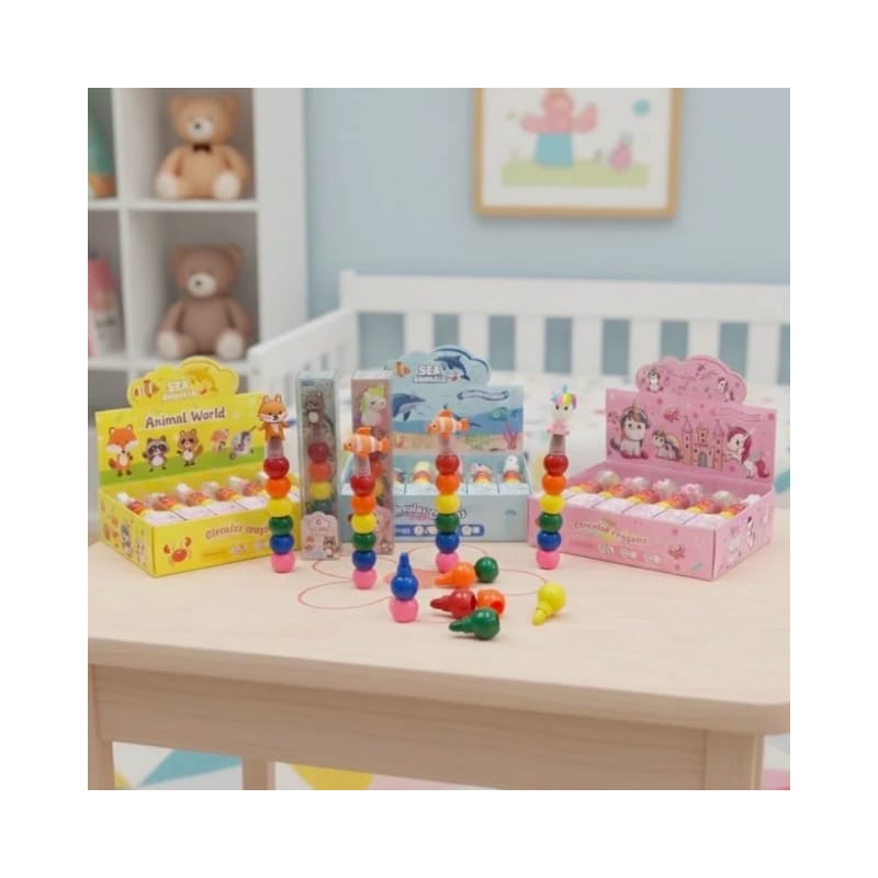 Circular Crayons No. 302-6 ( 12 Pcs Box/ 6 Colors ) - Image 1