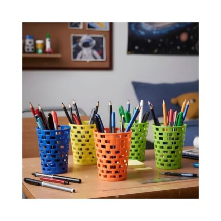 Round Grid Plastic Pen Stand