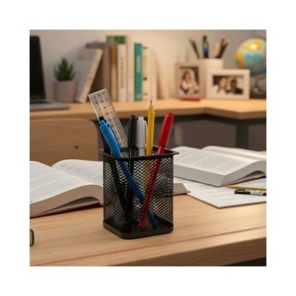 Square Metal Black Pen Stand