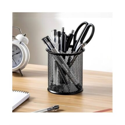 Round Metal Black Pen Stand