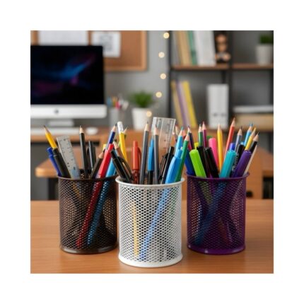 Round Colored Metal Pen Stand