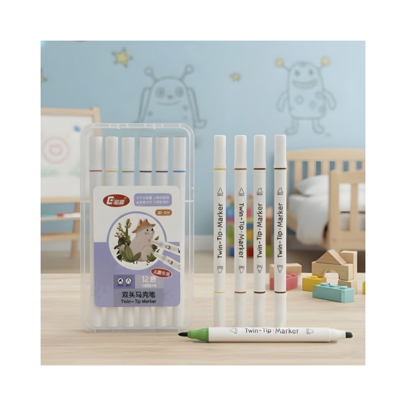 1 Double Tip Color Pen No. 1971 ( 12 Pcs ) - Image 1