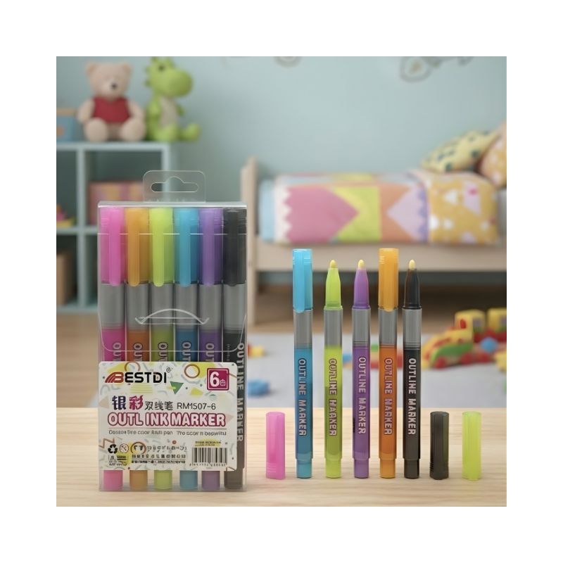 1 Single Tip Outline Pen No. 1507-6 ( 6 Pcs ) - Image 1