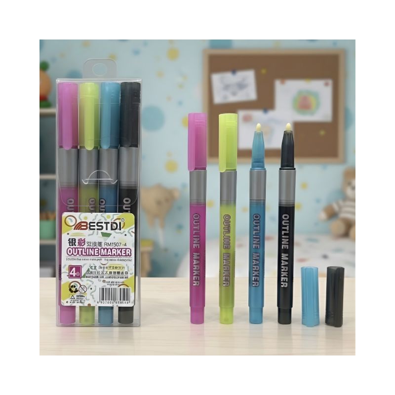 2 Single Tip Outline Pen No. 1507-4 ( 4 Pcs ) - Image 1