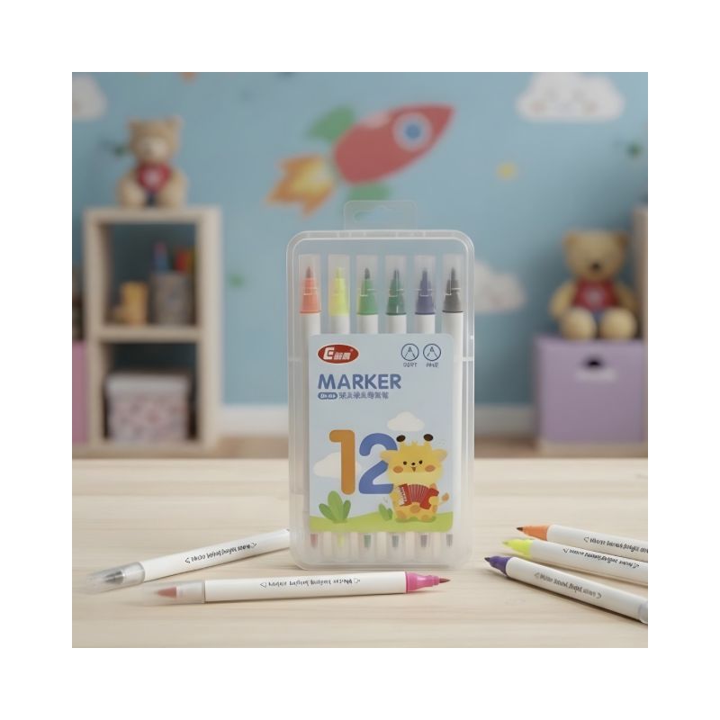 6 Double Tip Color Pen No. 1985 ( 12 Pcs ) - Image 1